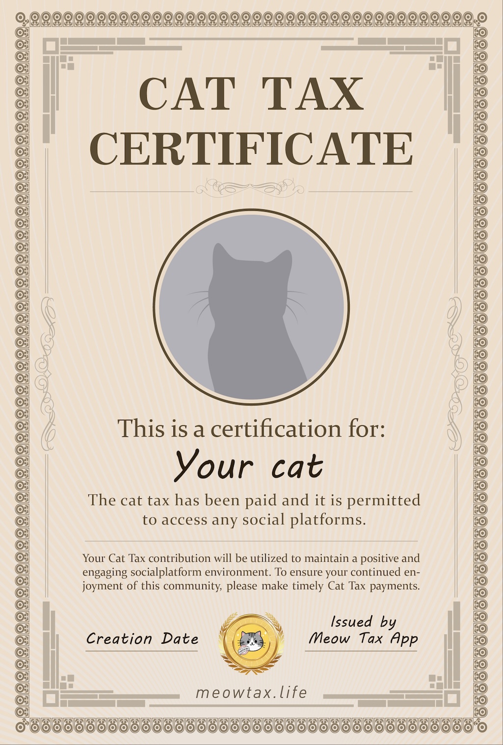 cat tax certification maker